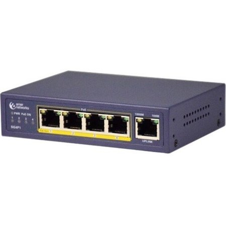 AMER NETWORKS 5 Port 10/100/1000 Mbps Gigabit Ethernet Desktop Or Wall Mountable SG4P1